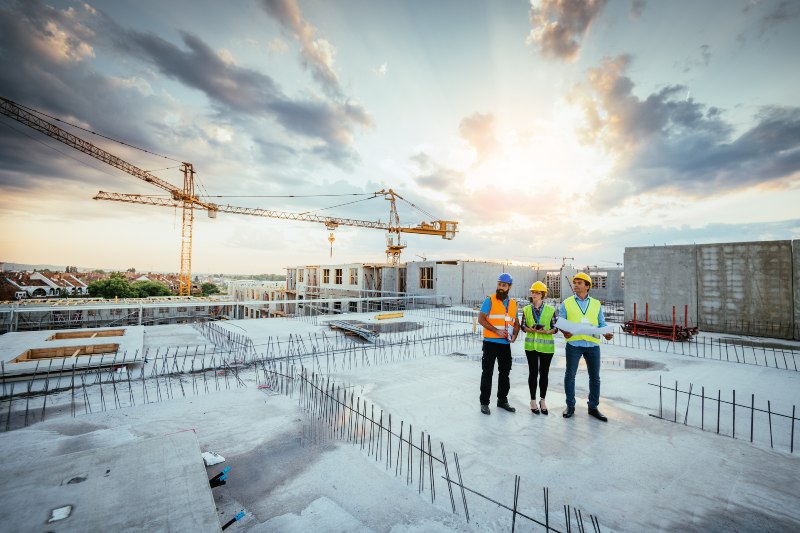 Construction Workers Following Advanced Safety Protocols at Advanced Building Corporation